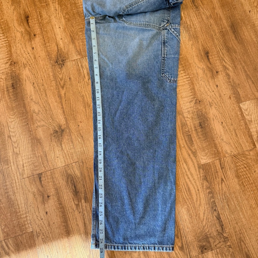 Calvin Klein Jeans Mens 32x30 Worker Carpenter Pants Blue Denim Wide Leg Vintage - Picture 4 of 13